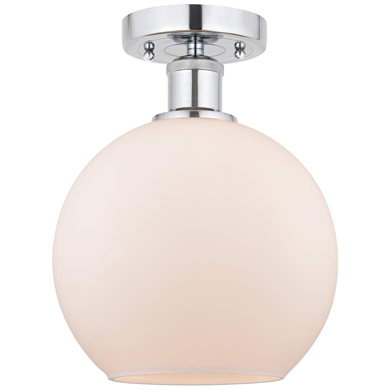 Image 1 Edison Athens 8" Semi-Flush Mount - Polished Chrome - Matte White Sha