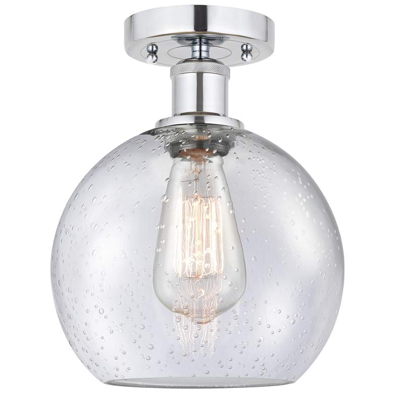 Image 1 Edison Athens 8" Semi-Flush Mount - Polished Chrome - Seedy Shade