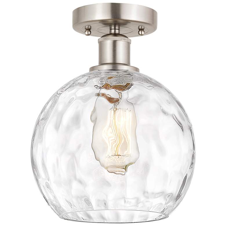 Image 1 Edison Athens 8" Wide Brushed Satin Nickel Ceiling Light