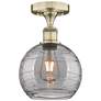 Edison Athens 8"W Antique Brass Semi-Flush Mount w/ Smoke Swirl Shade