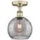 Edison Athens 8"W Antique Brass Semi-Flush Mount w/ Smoke Swirl Shade