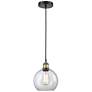 Edison Athens 8"W Black Antique Brass Corded Mini Pendant With Clear S
