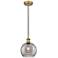 Edison Athens 8"W Brushed Brass Corded Mini Pendant w/ Smoke Swirl Sha