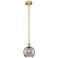 Edison Athens 8"W Brushed Brass Stemmed Mini Pendant w/ Smoke Swirl Sh