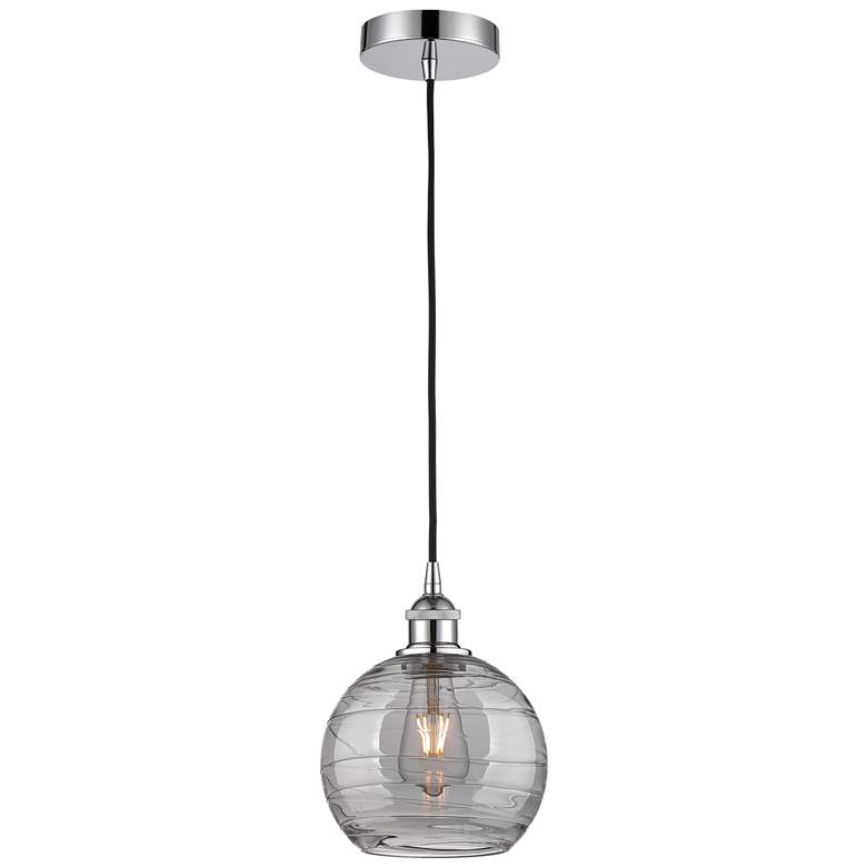 Image 1 Edison Athens 8"W Chrome Corded Mini Pendant w/ Smoke Swirl Shade