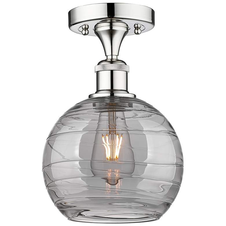 Image 1 Edison Athens 8"W Chrome Semi-Flush Mount w/ Smoke Swirl Shade