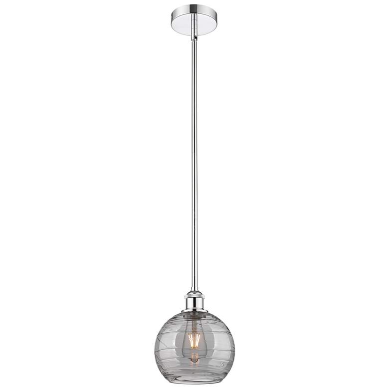 Image 1 Edison Athens 8"W Chrome Stemmed Mini Pendant w/ Smoke Swirl Shade