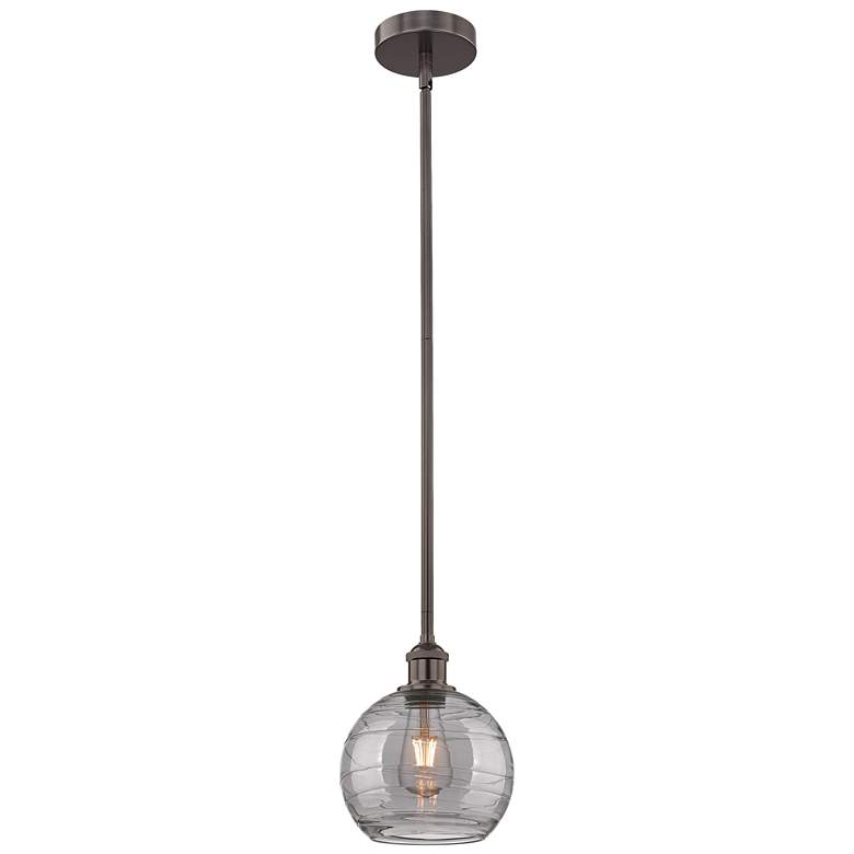 Image 1 Edison Athens 8"W Oiled Bronze Stemmed Mini Pendant w/ Smoke Swirl Sha