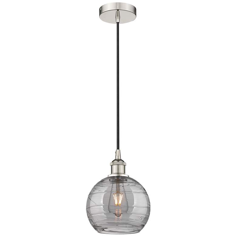 Image 1 Edison Athens 8"W Polished Nickel Corded Mini Pendant w/ Smoke Swirl S