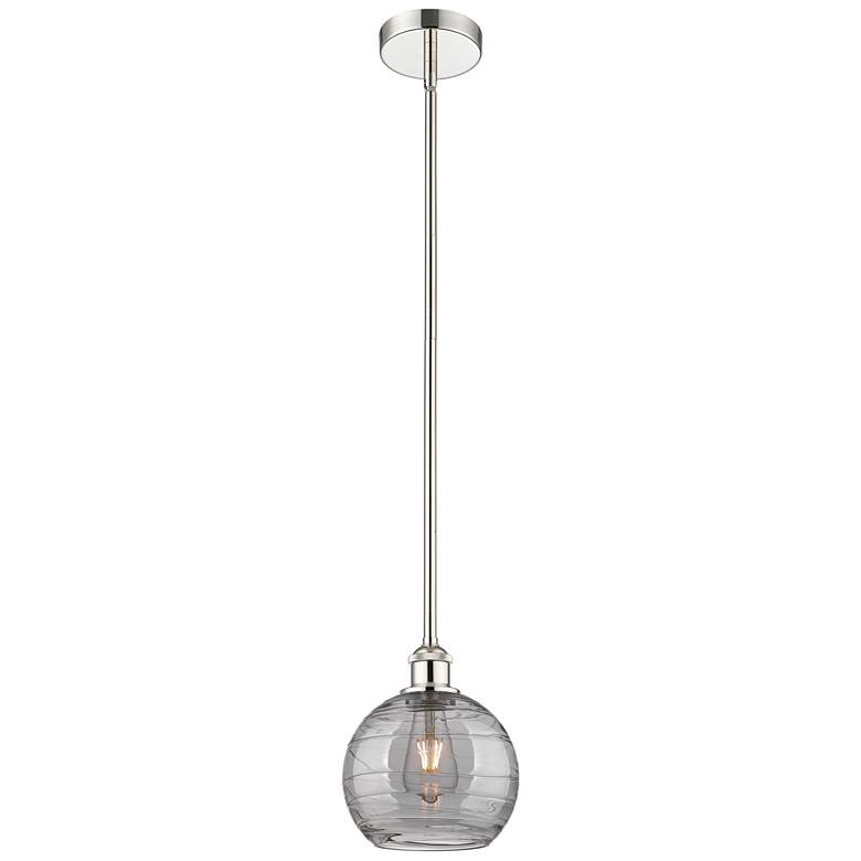 Image 1 Edison Athens 8"W Polished Nickel Stemmed Mini Pendant w/ Smoke Swirl