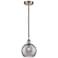 Edison Athens 8"W Satin Nickel Corded Mini Pendant w/ Smoke Swirl Shad