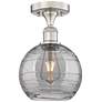 Edison Athens 8"W Satin Nickel Semi-Flush Mount w/ Smoke Swirl Shade