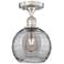 Edison Athens 8"W Satin Nickel Semi-Flush Mount w/ Smoke Swirl Shade