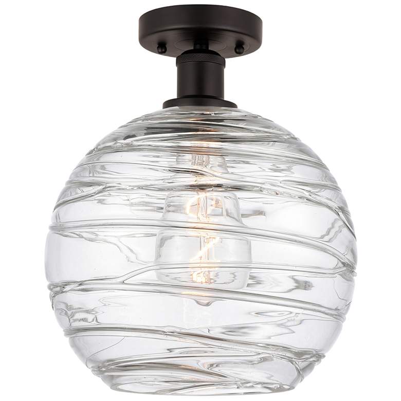 Image 1 Edison Athens Deco Swirl 10" Semi-Flush - Oil Rubbed Bronze - Clear