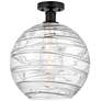 Edison Athens Deco Swirl  12" Semi-Flush Mount - Black - Clear Deco Sw