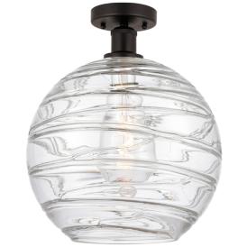 Edison Athens Deco Swirl  12" Semi-Flush - Oil Rubbed Bronze - Clear Edison Athens Deco Swirl  12" Semi-Flush - Oil Rubbed Bronze - Clear