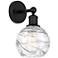 Edison Athens Deco Swirl 6" Matte Black Sconce w/ Clear Deco Swirl Sha