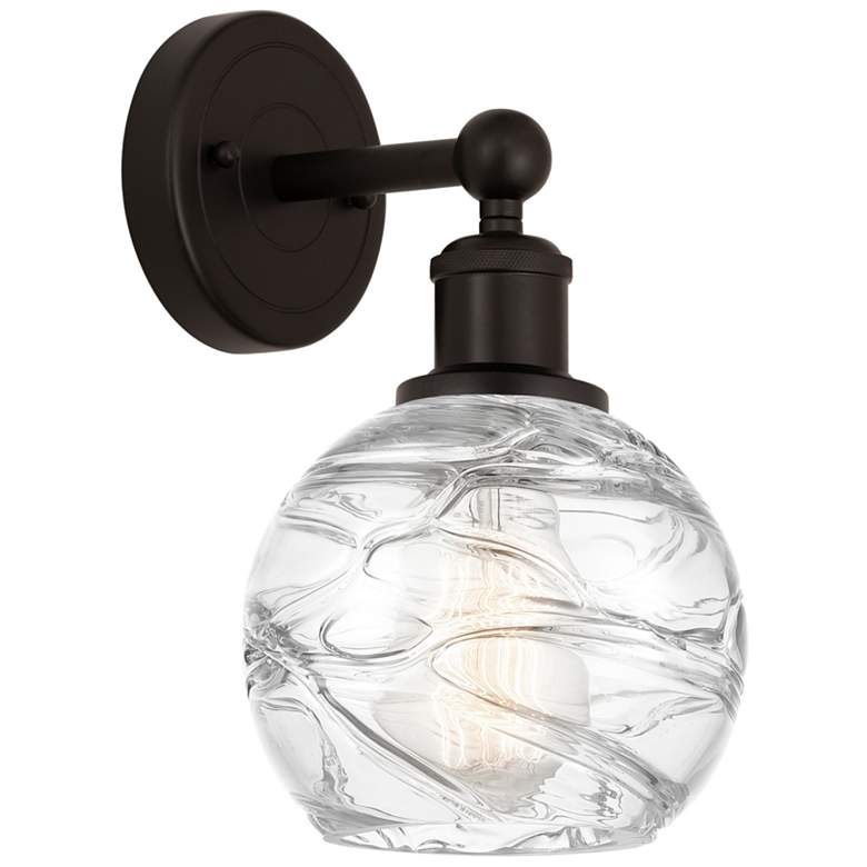 Image 2 Edison Athens Deco Swirl 6" Oil Rubbed Bronze Sconce w/ Deco Swirl Sha