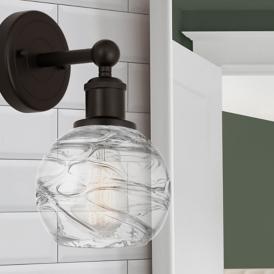 Edison Athens Deco Swirl 6" Oil Rubbed Bronze Sconce w/ Deco Swirl Sha Edison Athens Deco Swirl 6" Oil Rubbed Bronze Sconce w/ Deco Swirl Sha