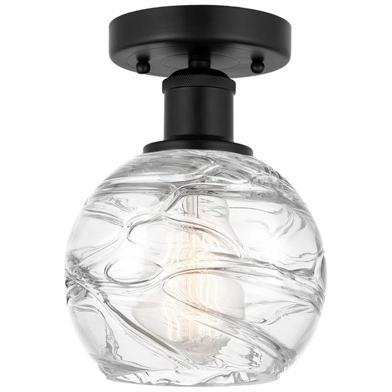Image 1 Edison Athens Deco Swirl 6" Semi-Flush Mount - Black - Clear Deco Swi