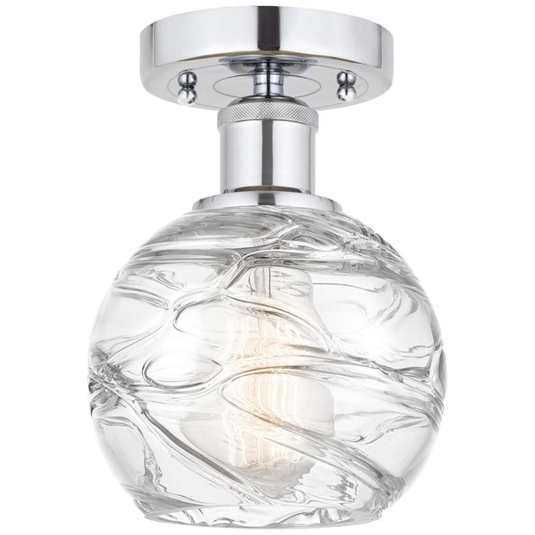 Image 1 Edison Athens Deco Swirl 6" Semi-Flush Mount - Chrome - Clear Deco Sw