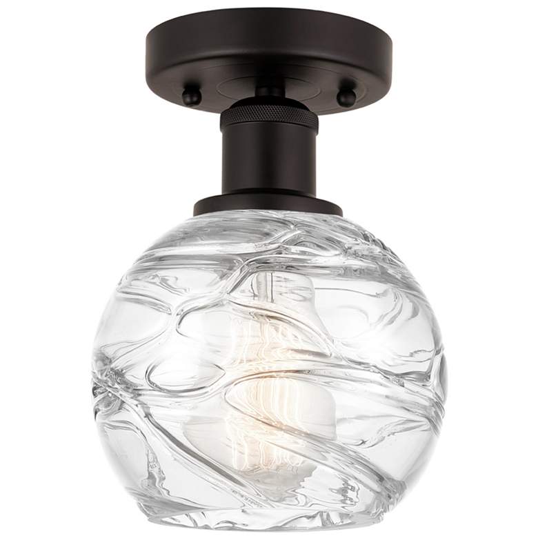 Image 1 Edison Athens Deco Swirl 6" Semi-Flush - Oil Rubbed Bronze - Clear
