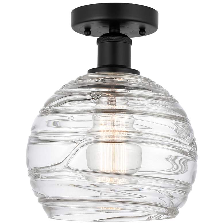 Image 1 Edison Athens Deco Swirl 8" Semi-Flush Mount - Black - Clear Deco Swi