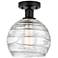Edison Athens Deco Swirl 8" Semi-Flush Mount - Black - Clear Deco Swi