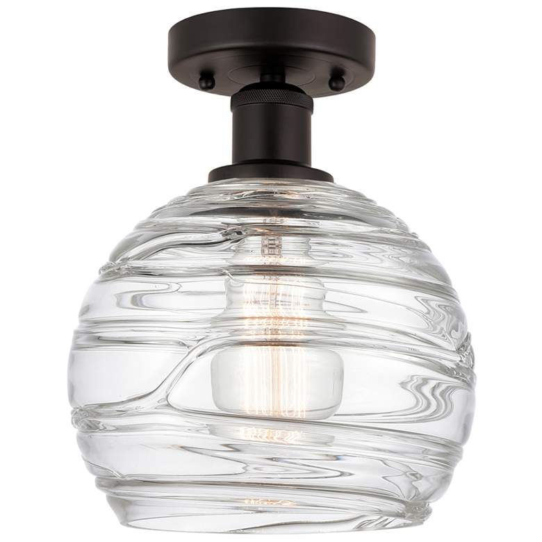 Image 1 Edison Athens Deco Swirl 8" Semi-Flush - Oil Rubbed Bronze - Clear