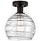 Edison Athens Deco Swirl 8" Semi-Flush - Oil Rubbed Bronze - Clear
