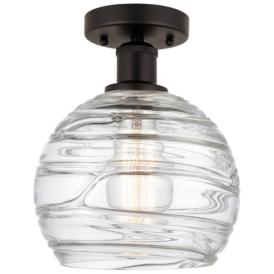 Edison Athens Deco Swirl  8" Semi-Flush - Oil Rubbed Bronze - Clear Edison Athens Deco Swirl  8" Semi-Flush - Oil Rubbed Bronze - Clear