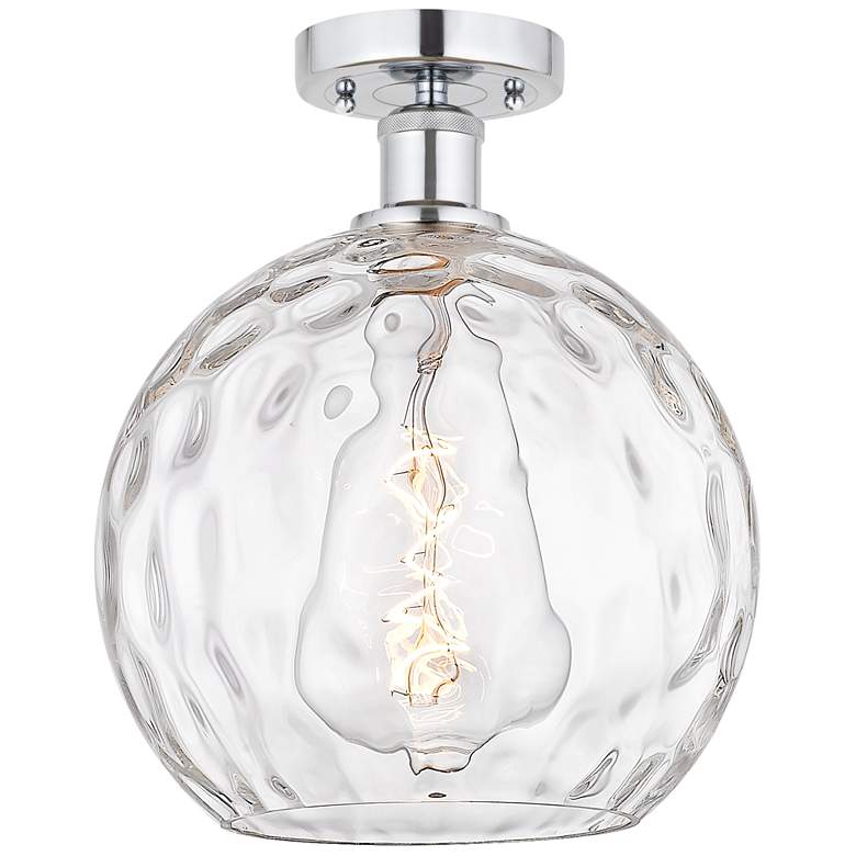Image 1 Edison Athens Water Glass 10" Semi-Flush Mount - Chrome - Clear