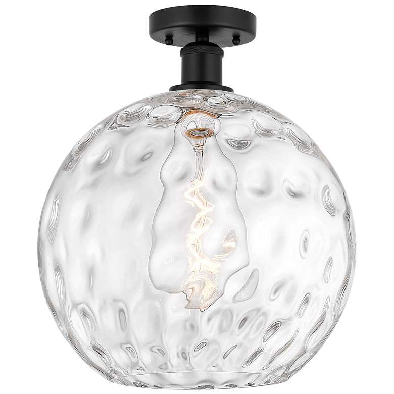 Image 1 Edison Athens Water Glass 12" Semi-Flush Mount - Matte Black - Clear