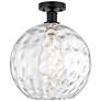 Edison Athens Water Glass  12" Semi-Flush Mount - Matte Black - Clear