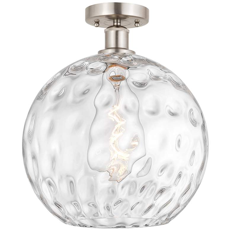 Image 1 Edison Athens Water Glass 12" Semi-Flush Mount - Satin Nickel - Clear