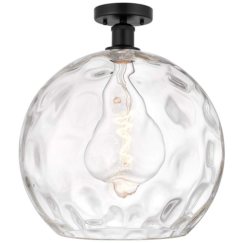 Image 1 Edison Athens Water Glass 14" Wide Matte Black Ceiling Light