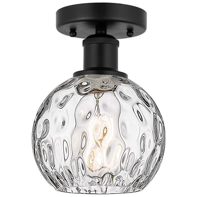 Image 1 Edison Athens Water Glass 6" Semi-Flush Mount - Matte Black - Clear