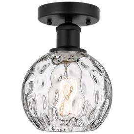 Edison Athens Water Glass  6" Semi-Flush Mount - Matte Black - Clear Edison Athens Water Glass  6" Semi-Flush Mount - Matte Black - Clear