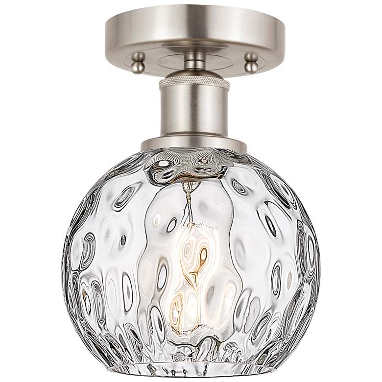 Image 1 Edison Athens Water Glass  6" Semi-Flush Mount - Satin Nickel - Clear