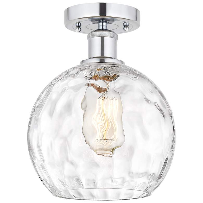 Image 1 Edison Athens Water Glass 8" Semi-Flush Mount - Chrome - Clear Water