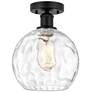 Edison Athens Water Glass  8" Semi-Flush Mount - Matte Black - Clear