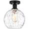 Edison Athens Water Glass  8" Semi-Flush Mount - Matte Black - Clear