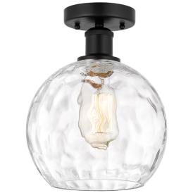 Edison Athens Water Glass  8" Semi-Flush Mount - Matte Black - Clear Edison Athens Water Glass  8" Semi-Flush Mount - Matte Black - Clear