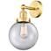 Edison Beacon 13 3/4"H Satin Gold Wall Sconce w/ Clear Shade