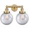 Edison Beacon 15.5"W 2 Light Brushed Brass Bath Light With Clear Shade