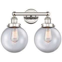 Edison Beacon 15.5&quot;W 2 Light Polished Nickel Bath Light With Clear Sha