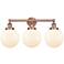 Edison Beacon 24.5"W 3 Light Antique Copper Bath Light With White Shad