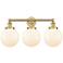 Edison Beacon 24.5"W 3 Light Brushed Brass Bath Light With White Shade