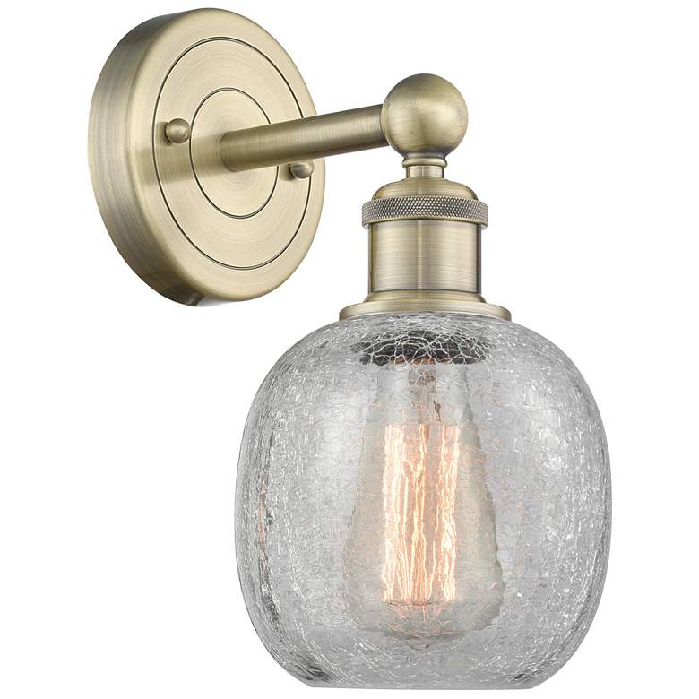 Image 1 Edison Belfast 11.5 inchHigh Antique Brass Sconce With Clear Crackle Shade
