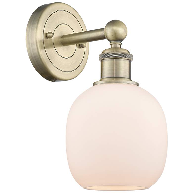 Image 1 Edison Belfast 11.5"High Antique Brass Sconce With Matte White Shade